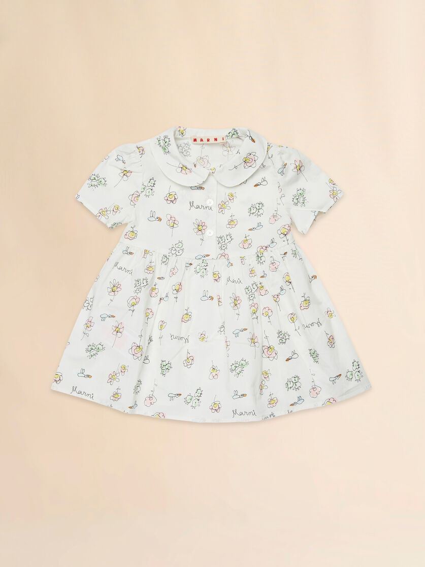 White cotton dress with Camilla print, Image 1