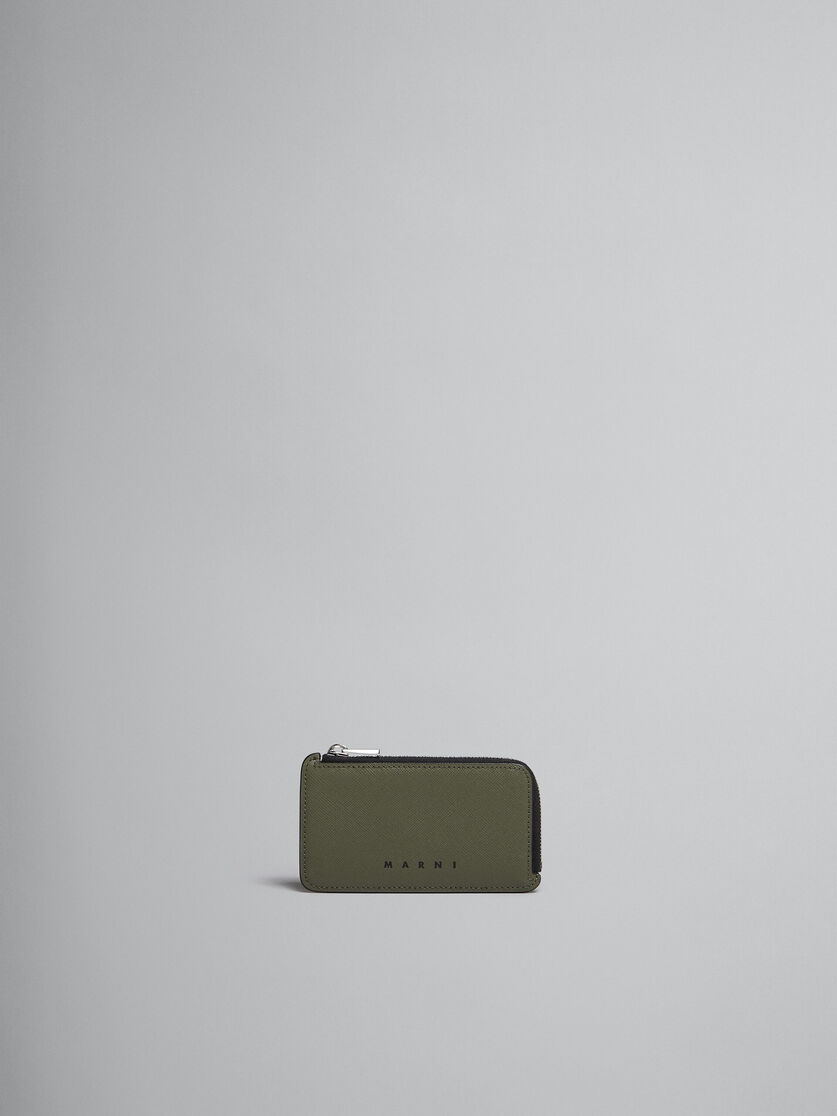 ブルーとブラック サフィアーノレザー製 ジップアラウンドカードケース - 財布 - Image 1
