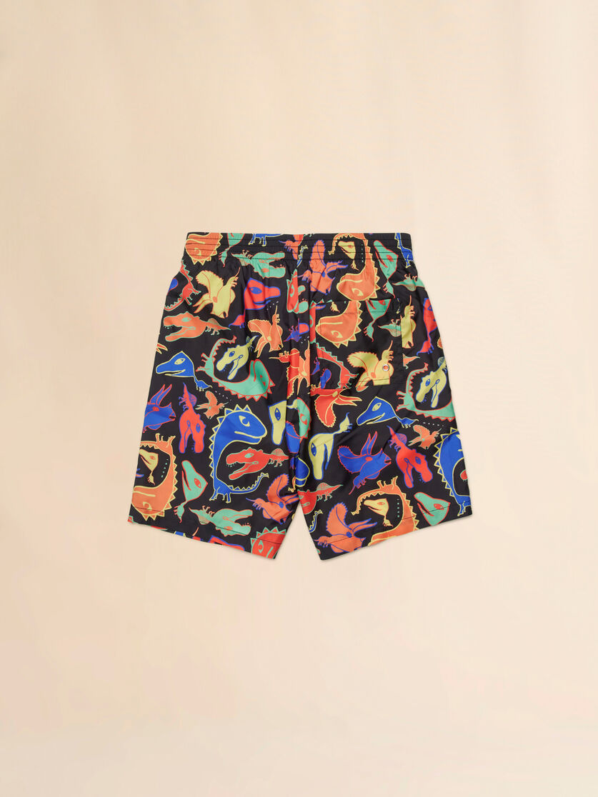Pantaloncini mare neri con stampa Dinosauri, Image 2