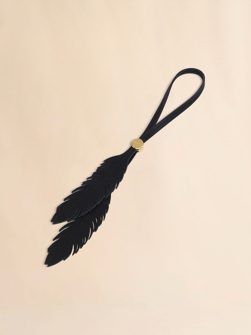 Black leather feather charm - Key Rings - Image 3