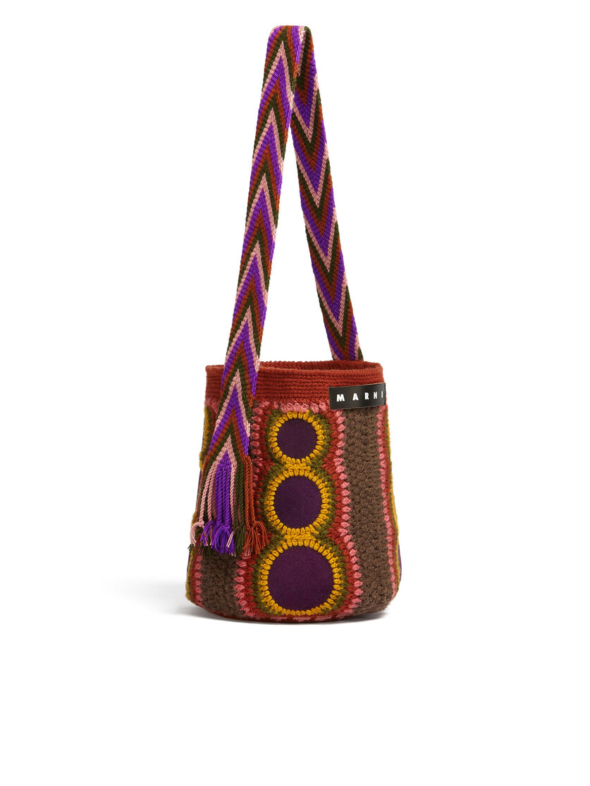 MARNI MARKET bag in brown and purple technical wool - Shopping Bags - Image 2
