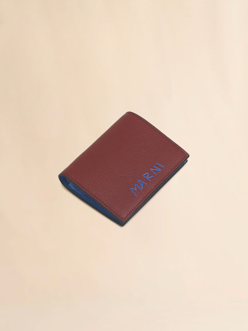 Marni Mending 자수 디테일 브라운 가죽 2단 지갑 - 지갑 - Image 5