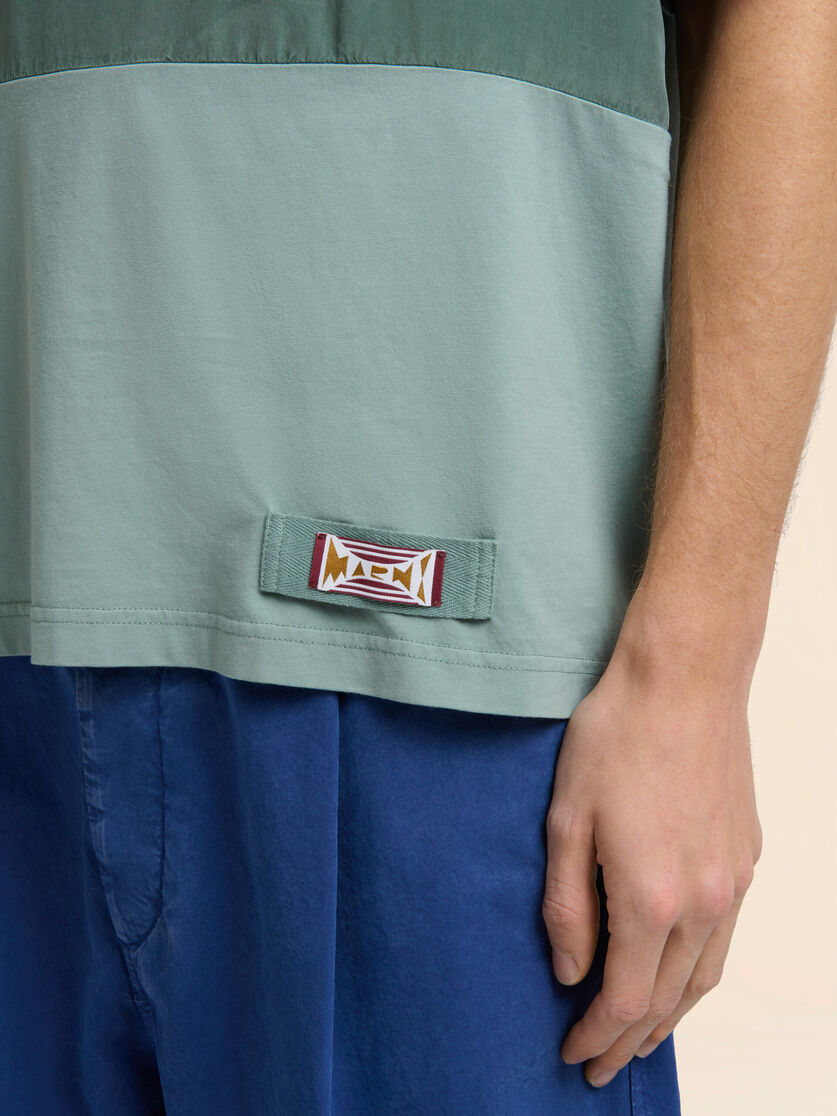 グリーン コットン製Tシャツ カラーブロックのフロント, Image 4