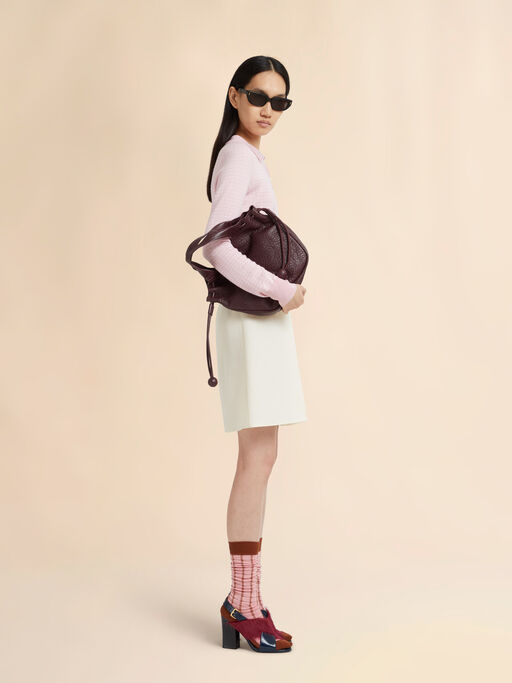 Pink wool-silk polo shirt with jacquard check - Shirts