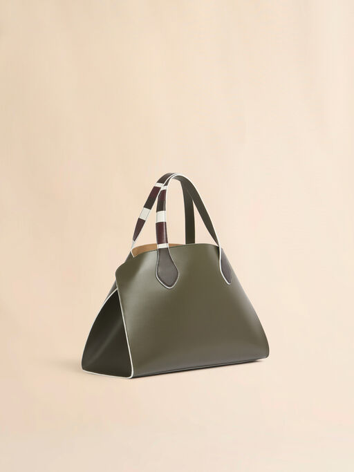 Green leather Overlap medium handbag - Handbags
