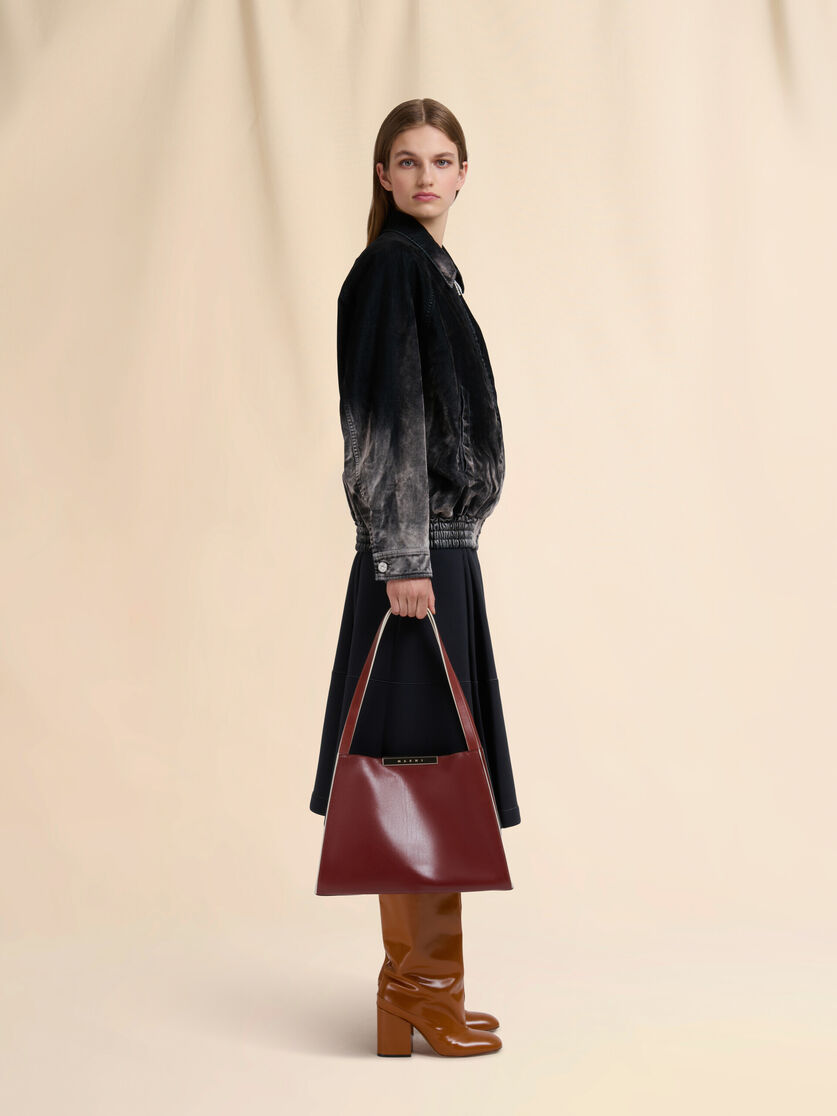 Black leather Cresta E/W small tote bag - Shopping Bags - Image 2