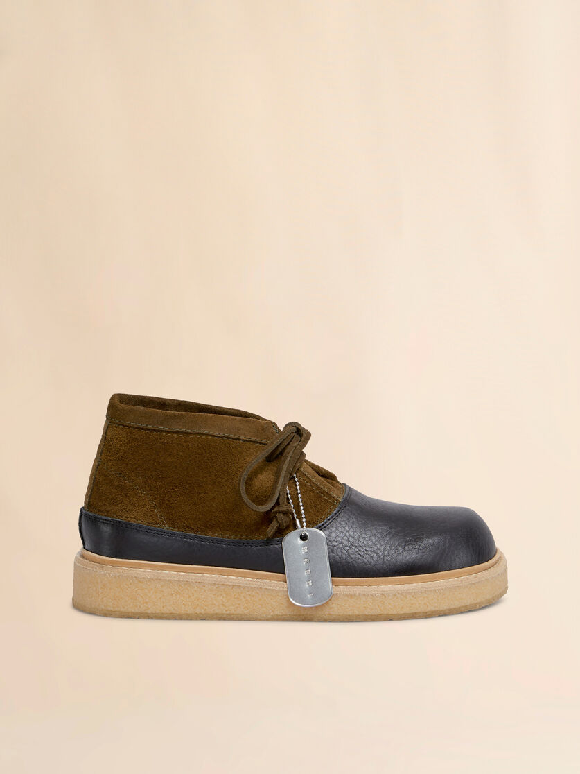 Bota safari de piel negra y verde con suela de caucho de Pará - Botas - Image 1