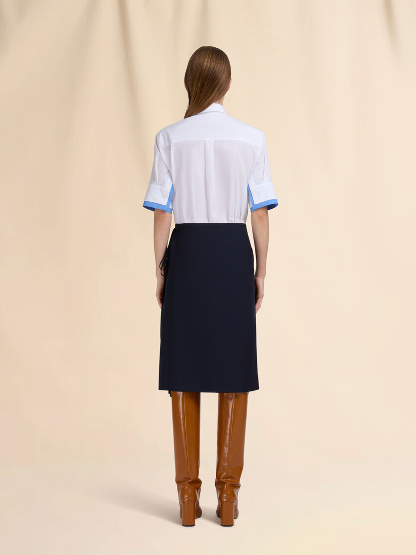 Deep blue wool wrap skirt - Skirts - Image 3