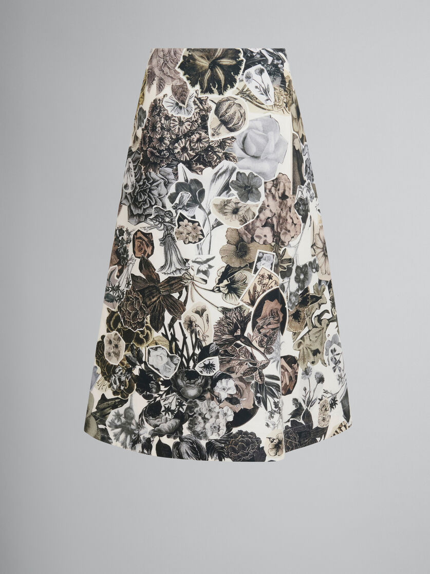 ブラック ホワイト Ａラインスカート、Nocturnalプリント - スカート - Image 1