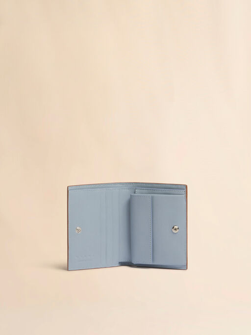 ブラウン レザー製 二つ折りウォレット、Marni Mending刺繍入り - 財布