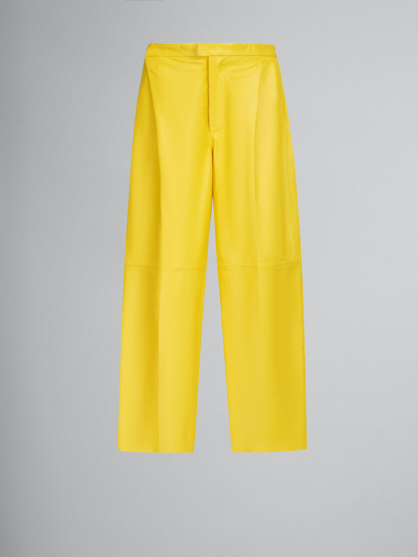 Yellow nappa leather tailored trousers - Pants - Image 1