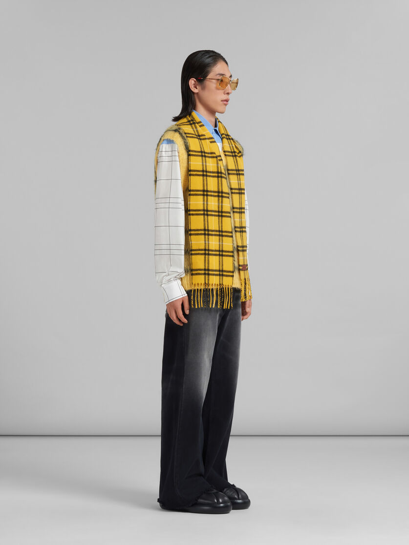 Yellow checked mohair sleeveless jumper - Pullovers - Image 5