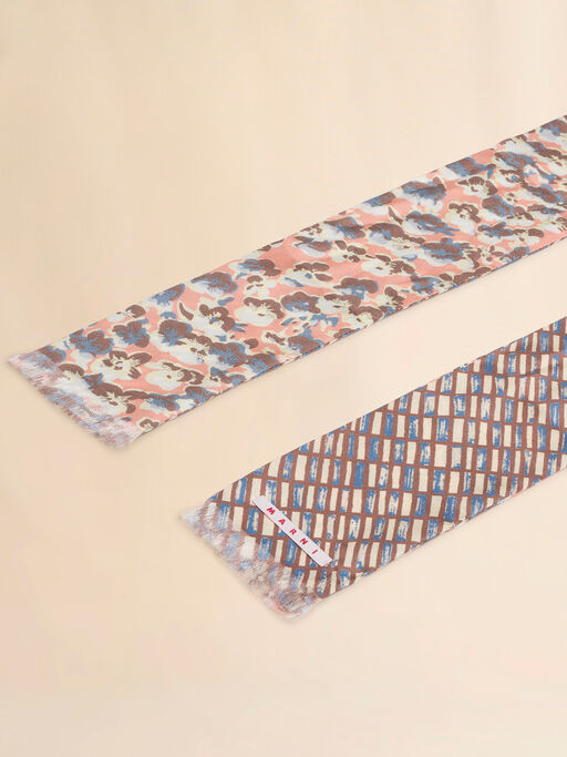 Pink silk scarf with contrast prints - Other accessories