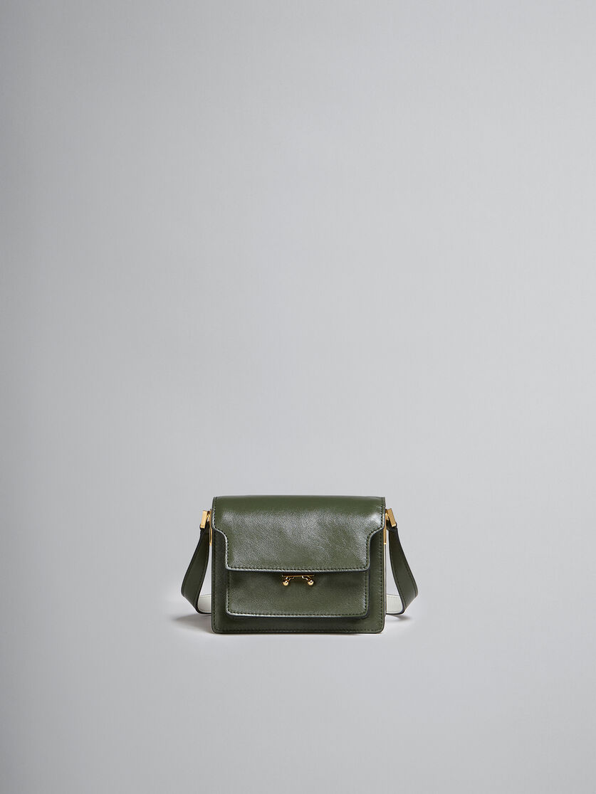 Trunk Soft Mini Bag in green and white leather