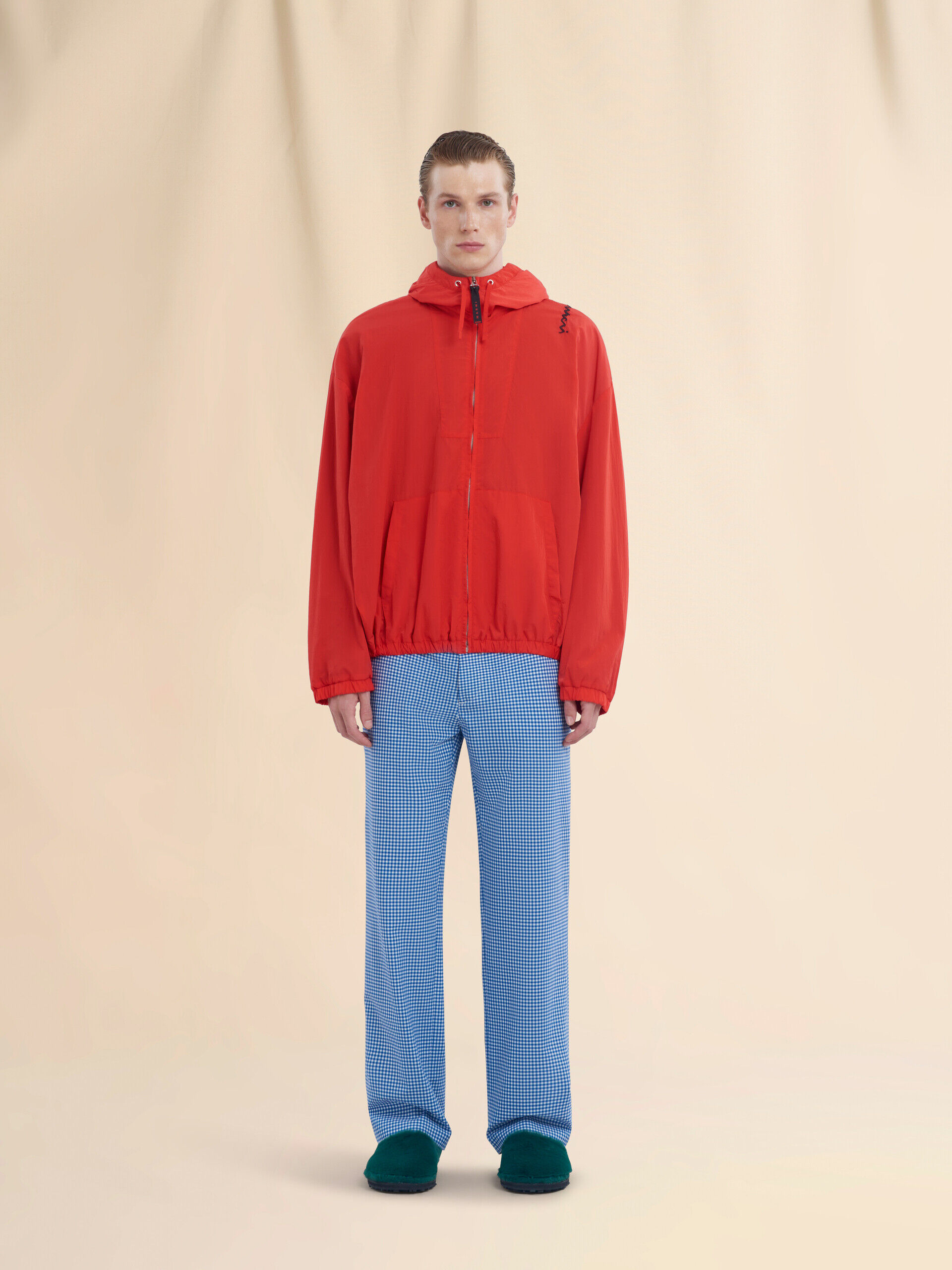 シワ加工ナイロン製フード付きジャケット | Marni
