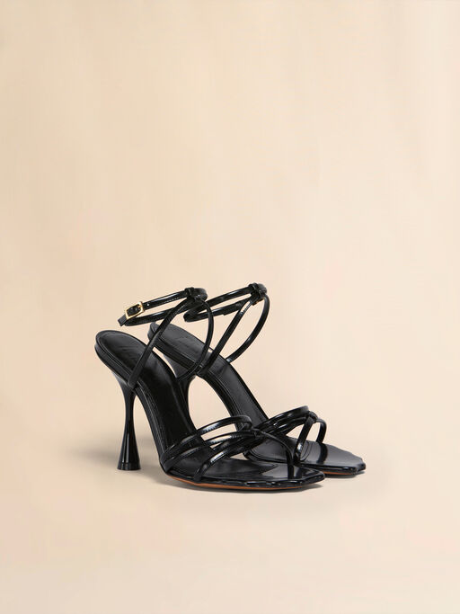 Schwarze Moonlight Sandalen aus gebürstetem Leder mit Riemchen - Sandalen