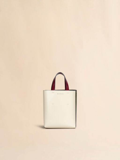 ホワイト、グリーン、レッド レザー製 Museoミニバッグ - ショッピングバッグ