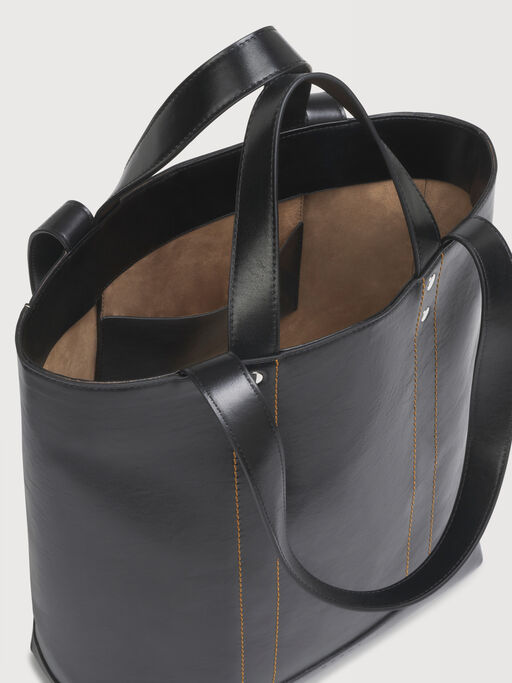 Black leather N/S tote bag - Shopping Bags