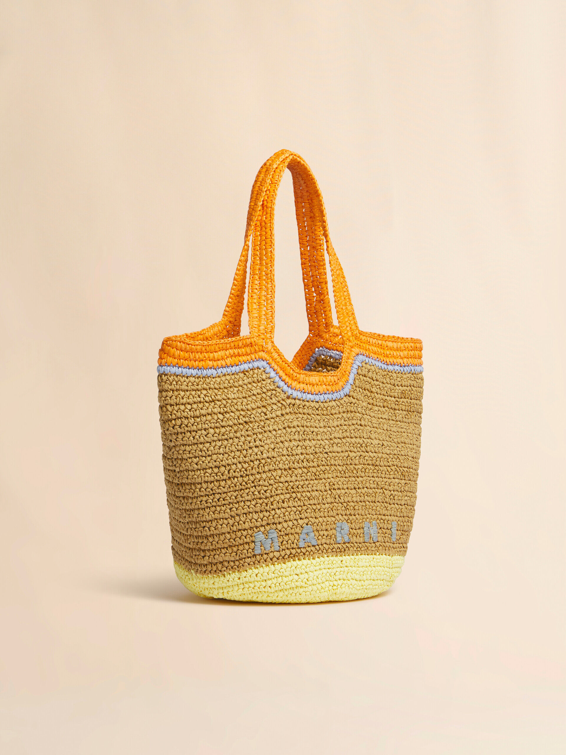 Orange and yellow paper raffia Seaside hobo bag | Marni