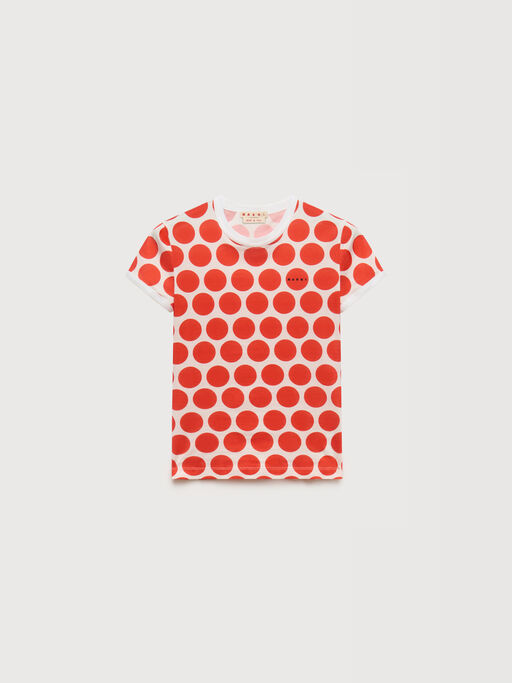 White cotton T-shirt with Polka Rhythm print - T-shirts