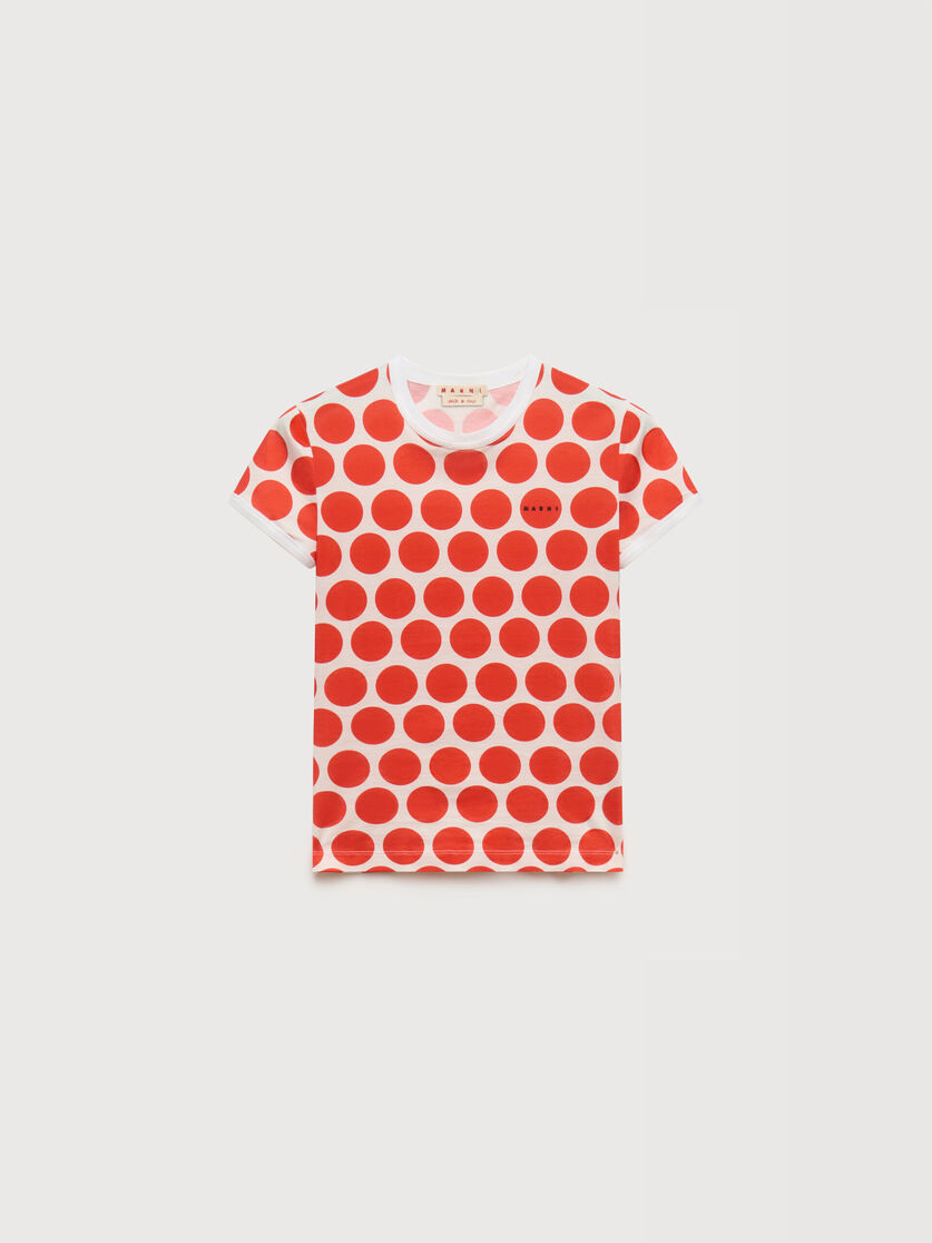 White cotton T-shirt with Polka Rhythm print, Image 1