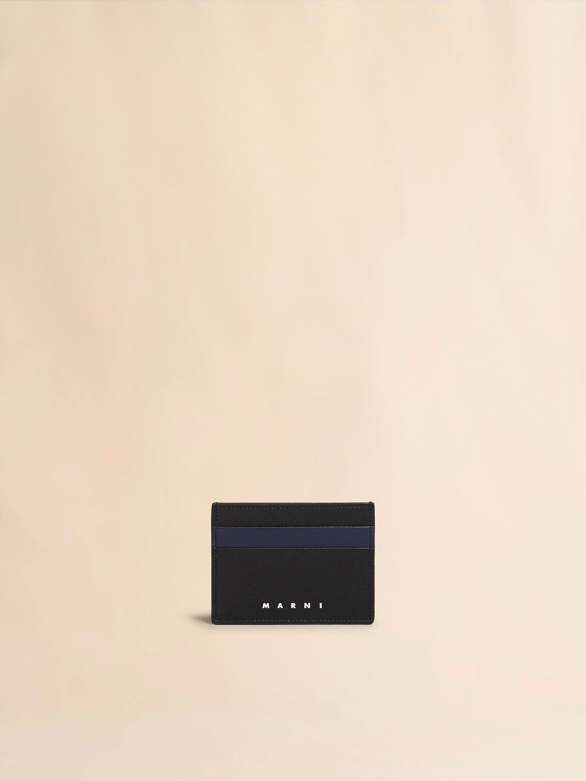☆MARNI☆サフィアーノ カードケース ブルーとブラック サフィアーノレザー製 ジップアラウンドカード