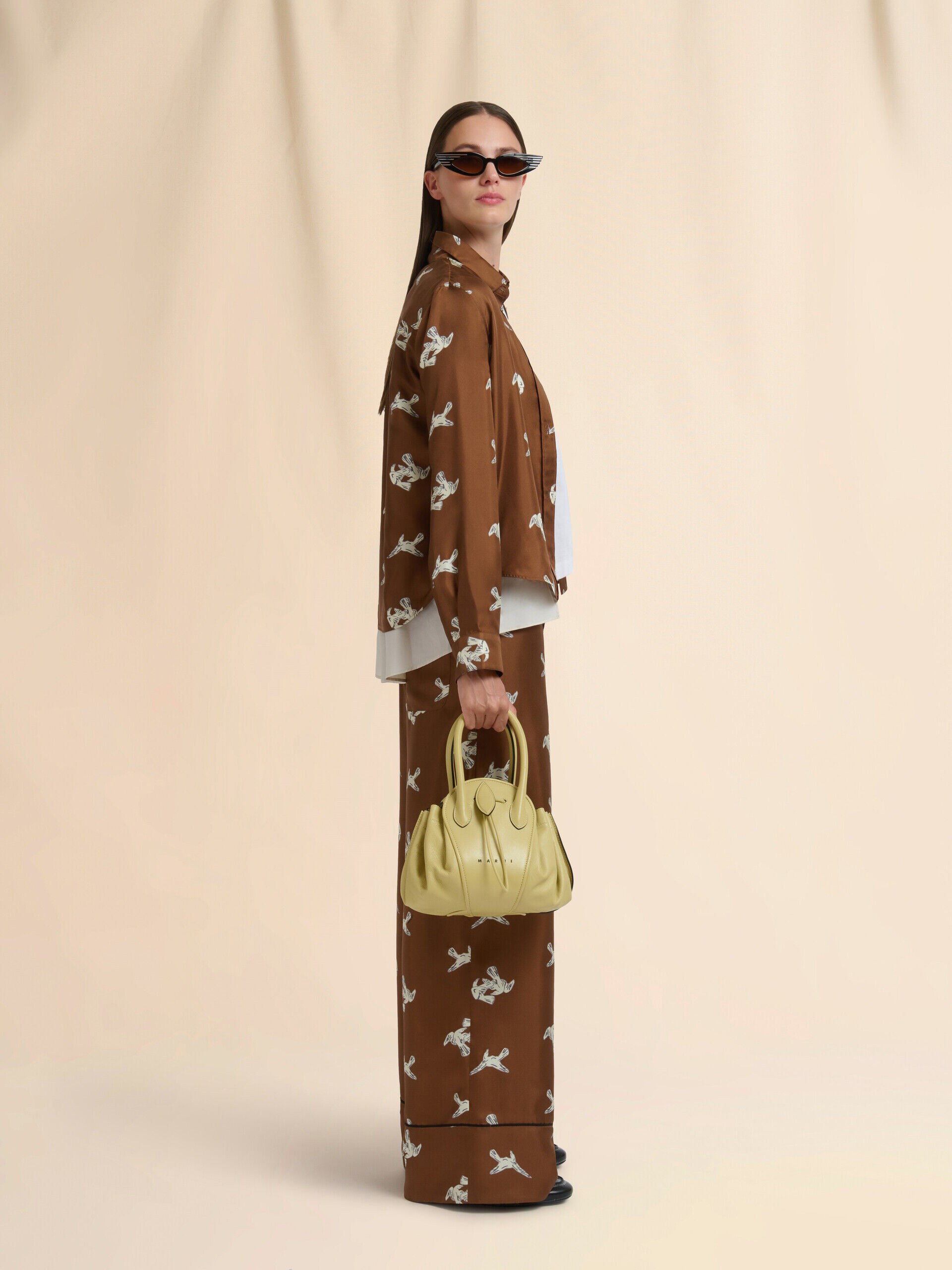 アシッドグリーン Tulipea レザー製スモールハンドバッグ | Marni