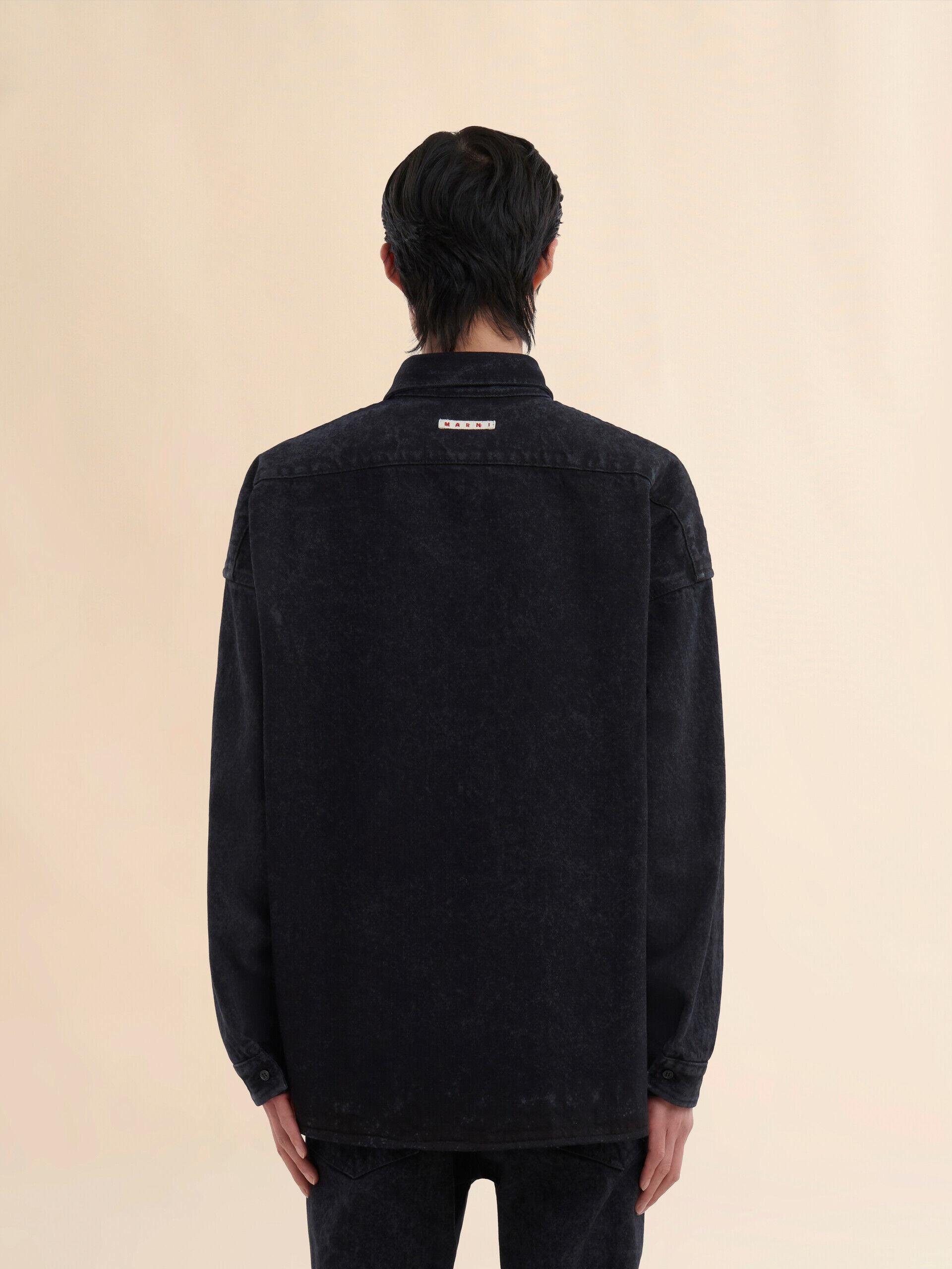 Black marble denim oversized shirt | Marni