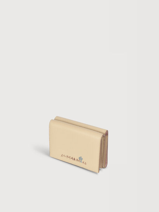 Taupe leather trifold wallet with Marni Mending - Wallets