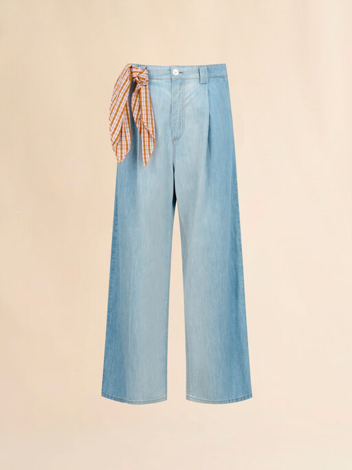 Light blue chambray jeans with foulard - Pants