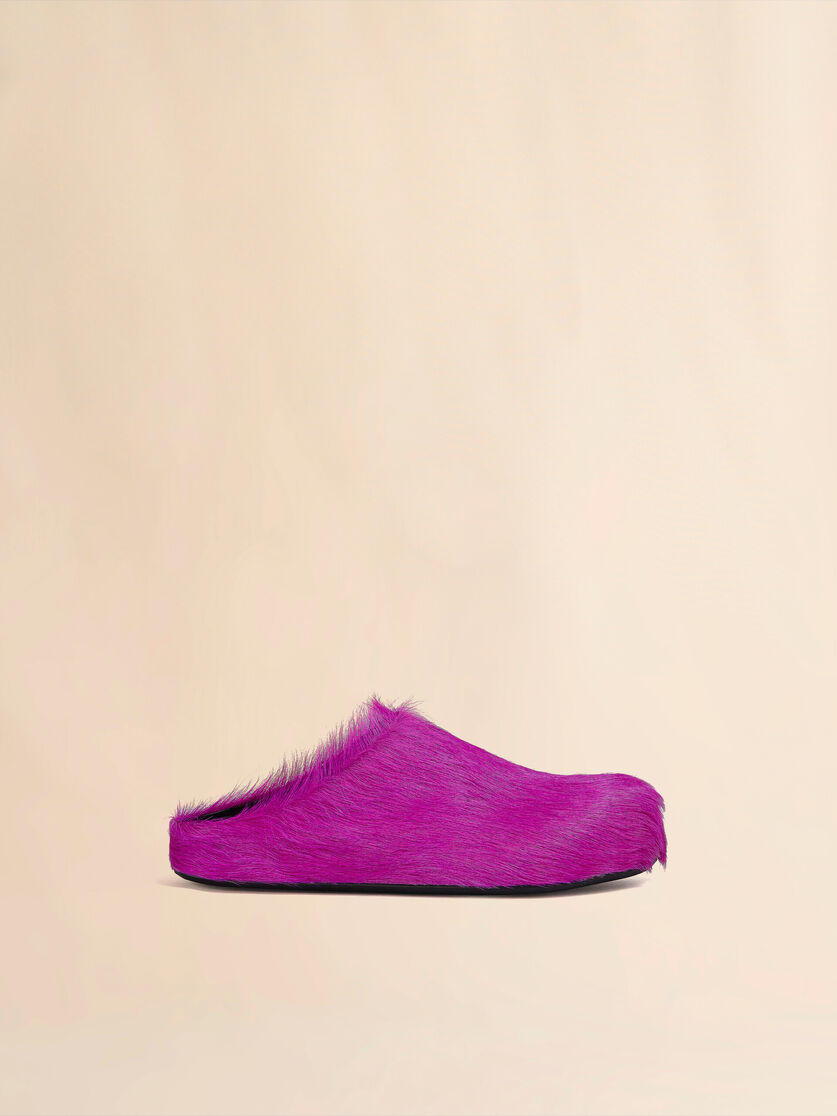 Blue long-hair calfskin Fussbett sabot - Clogs - Image 1