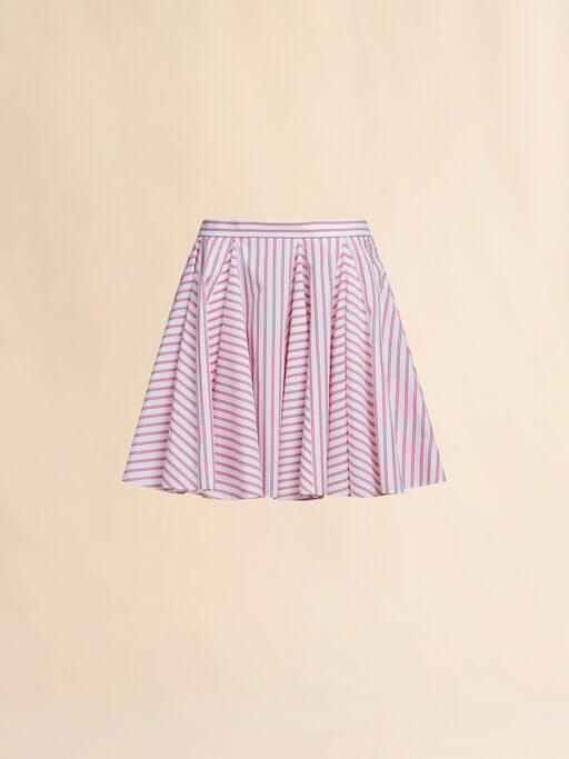 Red striped poplin Miniskirt - Skirts