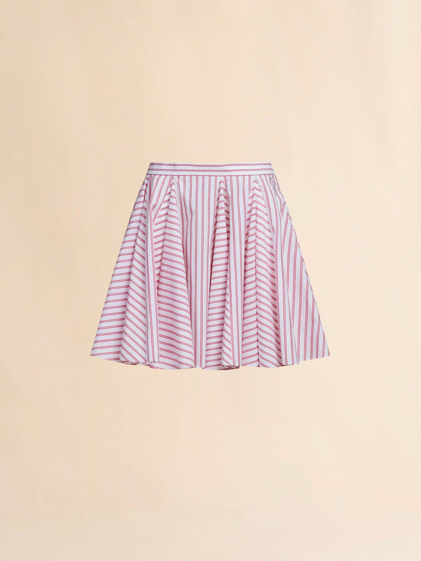 Red striped poplin Miniskirt - Skirts - Image 1