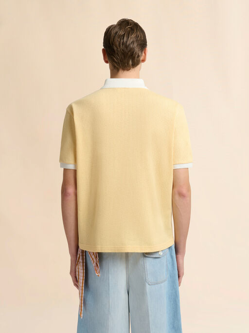 Polo jaune en interlock avec motif jacquard - Chemises