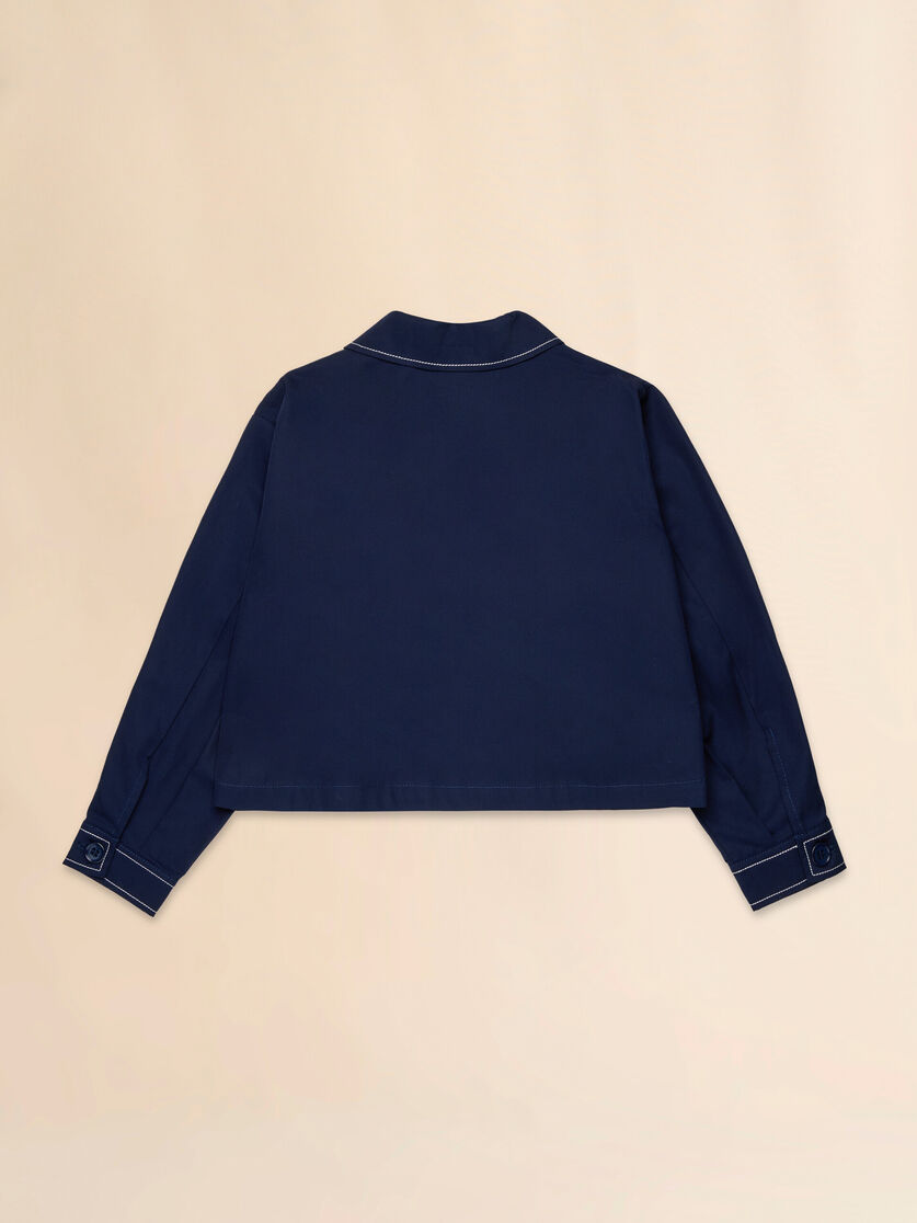 Deep blue cotton jacket with contrast stitching, Image 2