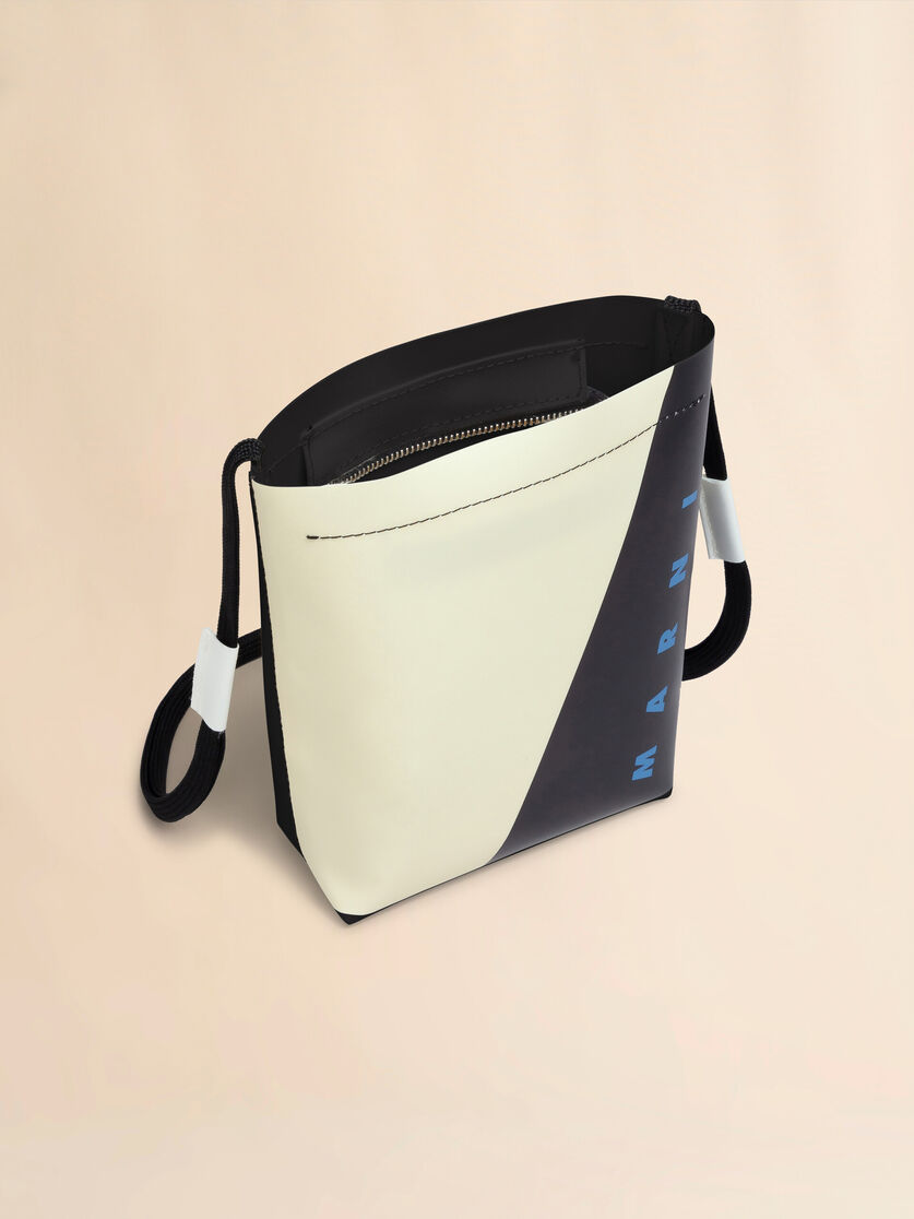 White and black Tribeca crossbody bag with shoelace strap - Shoulder Bags - Image 3