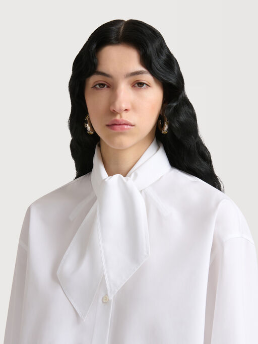 White poplin shirt with neck tie - Shirts