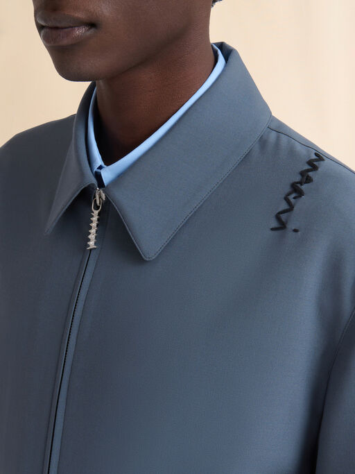Grey light wool jacket with collar - Jackets