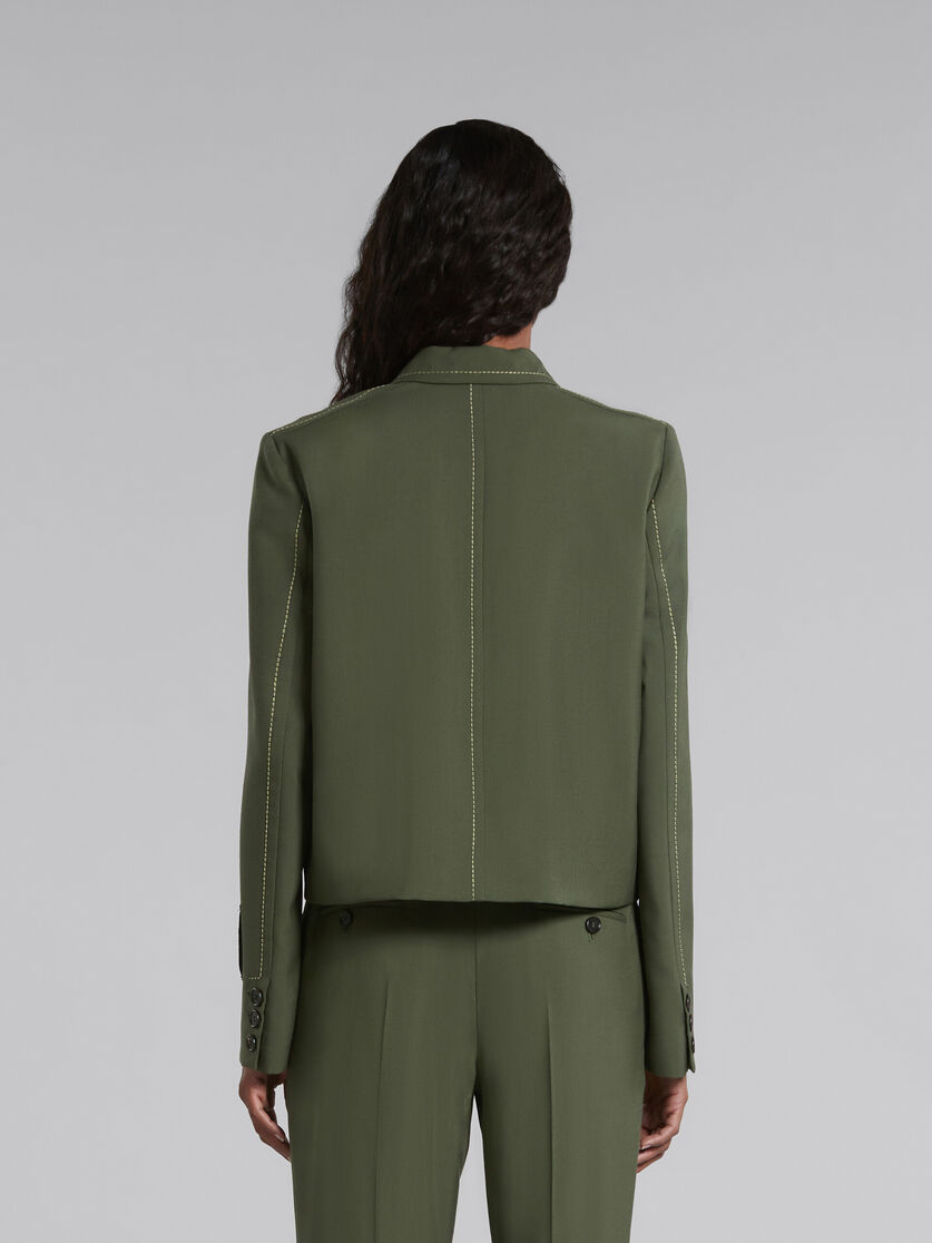 Green wool jacket with contrast stitching - Jackets - Image 3