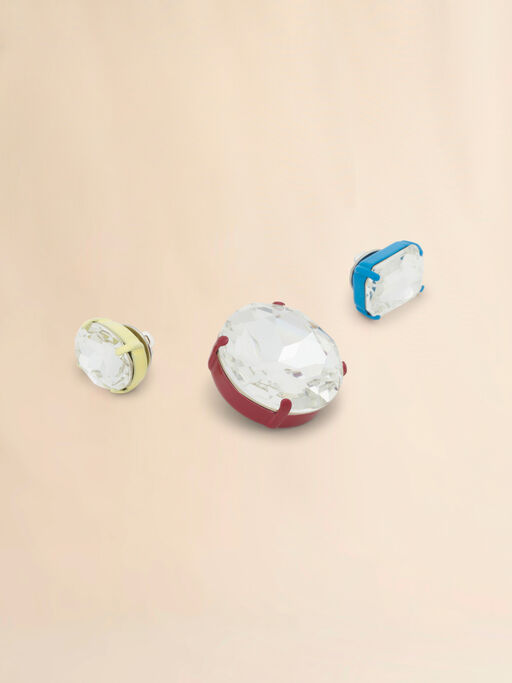 マルチカラー エナメルセットクリスタルブローチ - ブローチ