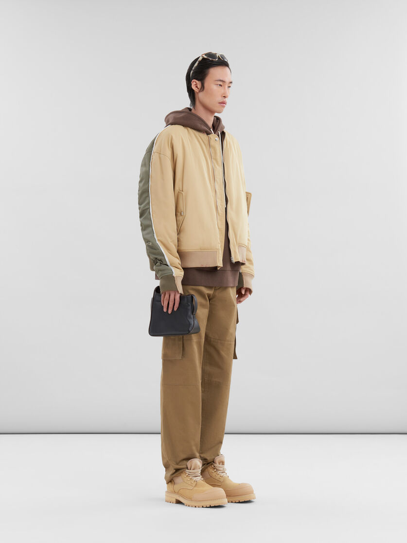 Brown melange cotton hoodie with Marni patch | Marni