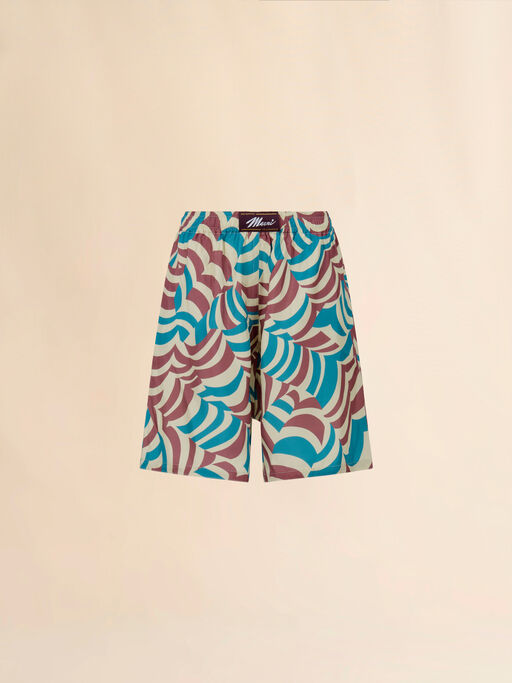 Viscose twill Bermuda shorts with multicoloured Yoyo print - Swimwear