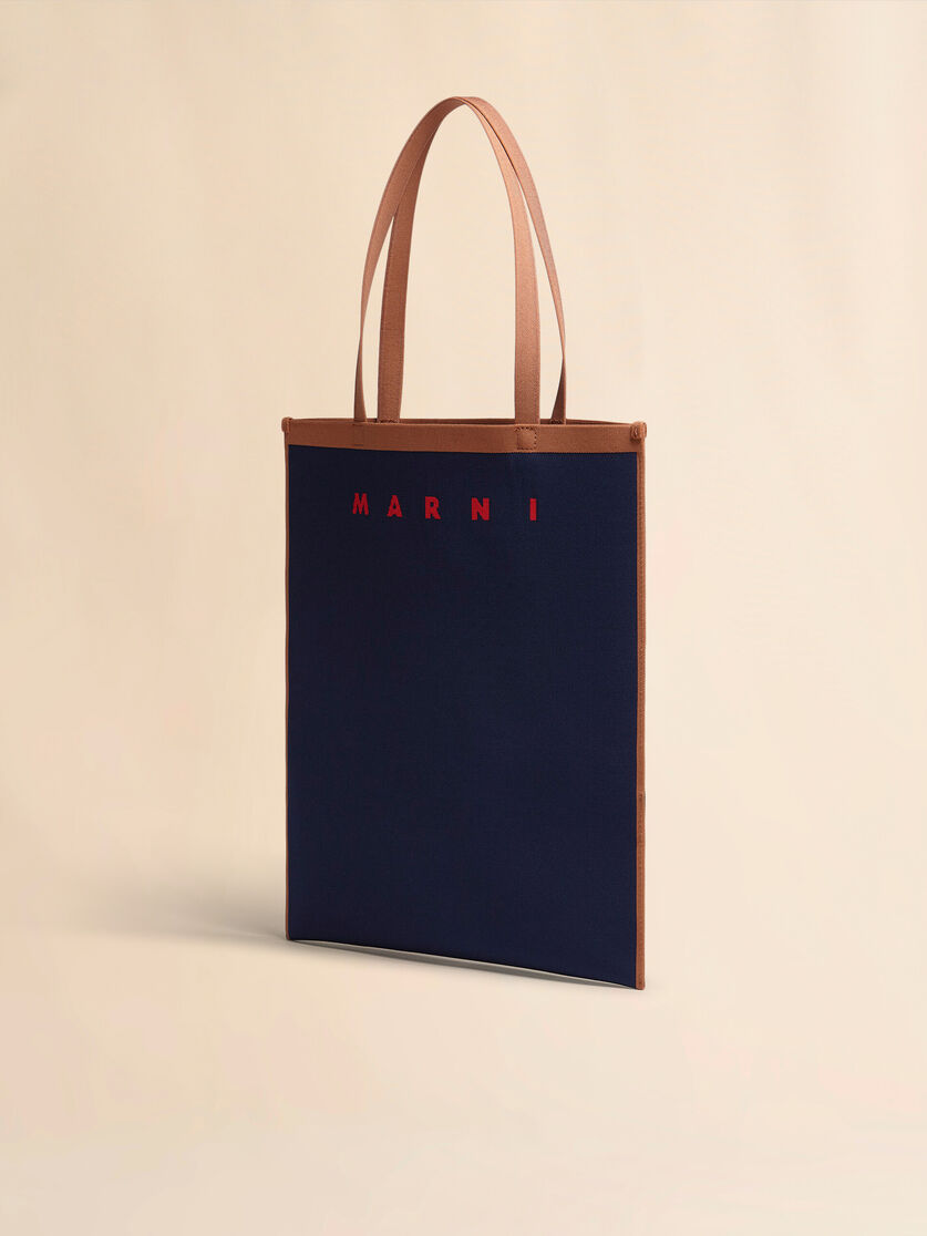 TRUNK SOFT in blue and brown knit fabric - Shopping Bags - Image 2