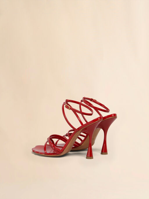 Rote Moonlight Sandalen aus gebürstetem Leder mit Riemchen - Sandalen