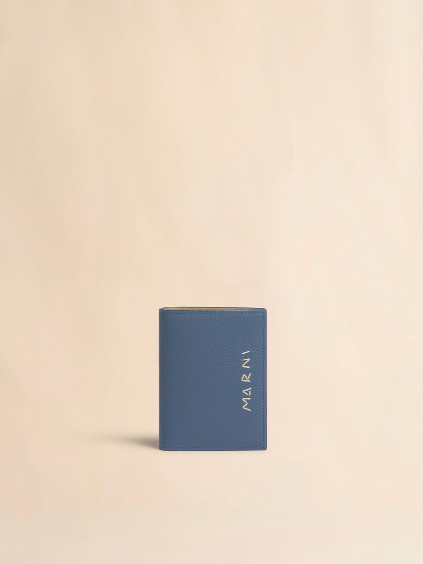 ブルー レザー製二つ折りウォレット、Marni Mending刺繍入り, Image 1