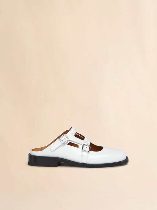 Bambi 3.0 Pantoletten aus weißem Leder mit doppelter Schnalle - Sandalen