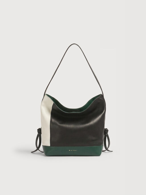 Borsa hobo Pod 2.0 piccola in pelle bianca, nera e verde - Borse a spalla