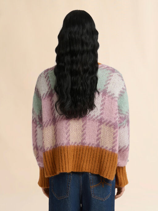 Purple mohair checked jumper - Pullovers