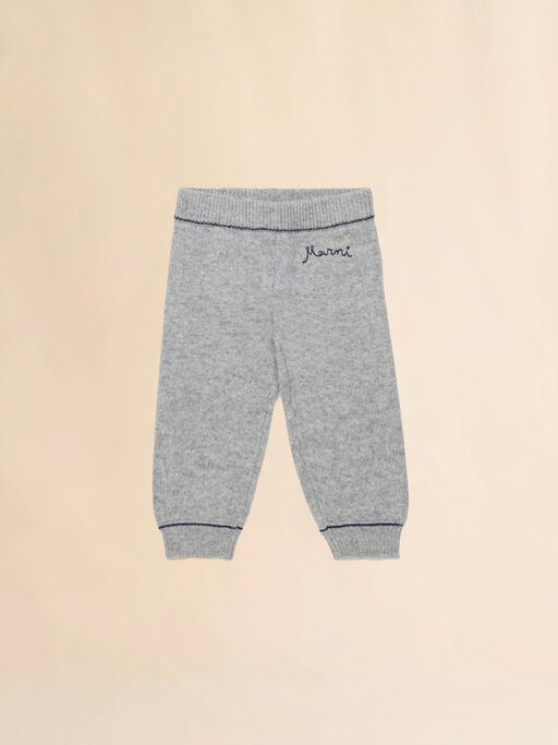 Gray melange wool-cashmere pants with logo - Pants