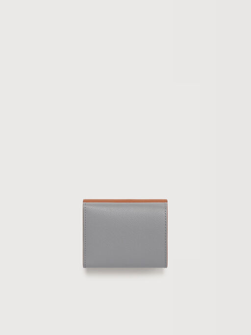 ピンク、グレー＆グリーン レザー Trunk三つ折りウォレット - 財布